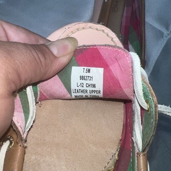 Sperry Topsider Women's Angel Fish Pink Patent Leather Plaid inside Boat zs 7.5 - Picture 8 of 14